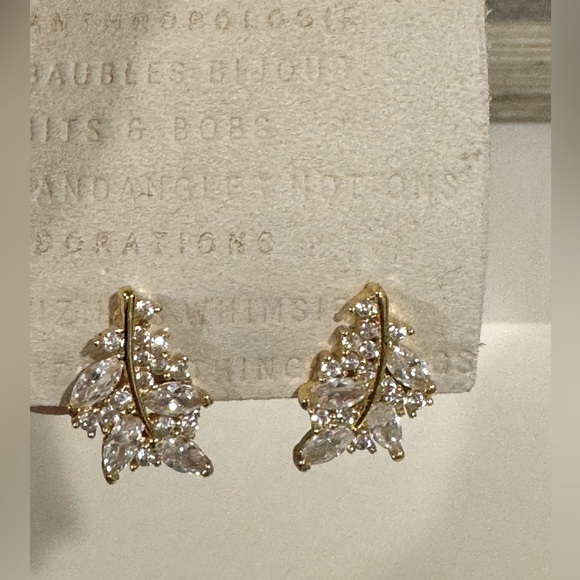 Jewelry - Anthropologie Leaf Crystal Earrings. New with tag. Never worn.